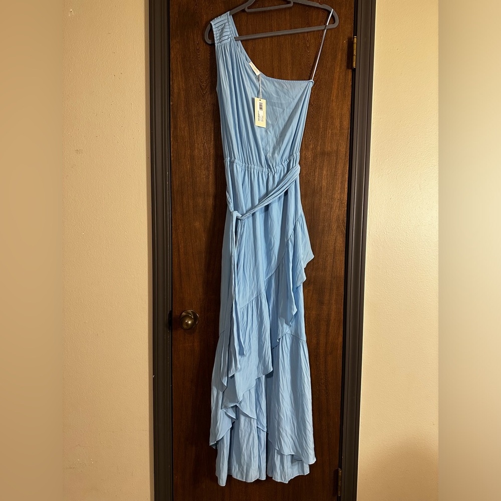RAMY BROOK NWT $525 Nicola One Shoulder Ruffle Dress in Grena Size S